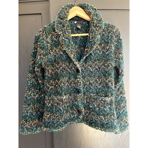 Vintage Carole Little Bouclé Knit Blazer Wool Blend Sweater Jacket